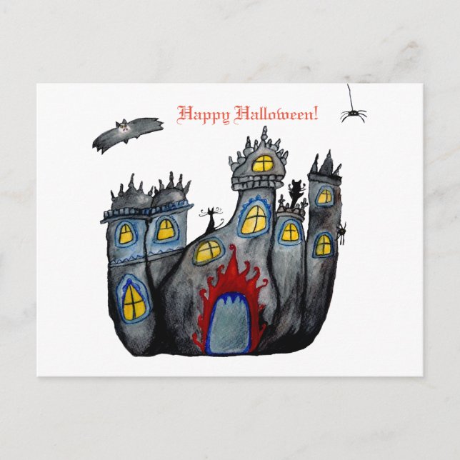 Halloween Castle feliz postal de Halloween (Anverso)