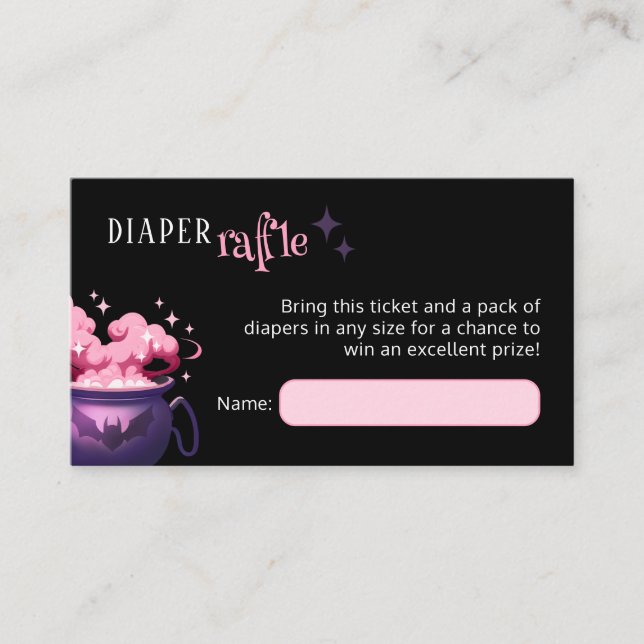 Halloween Cauldron Diaper Raffle Tarjeta de Gabine (Anverso)
