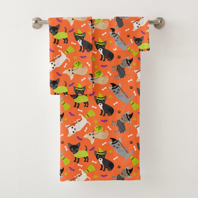 Halloween Chihuahua Bath Towel Set (In situ)