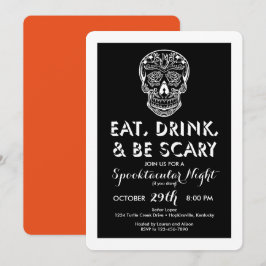 Halloween come, bebe y da miedo invitaciones 3D