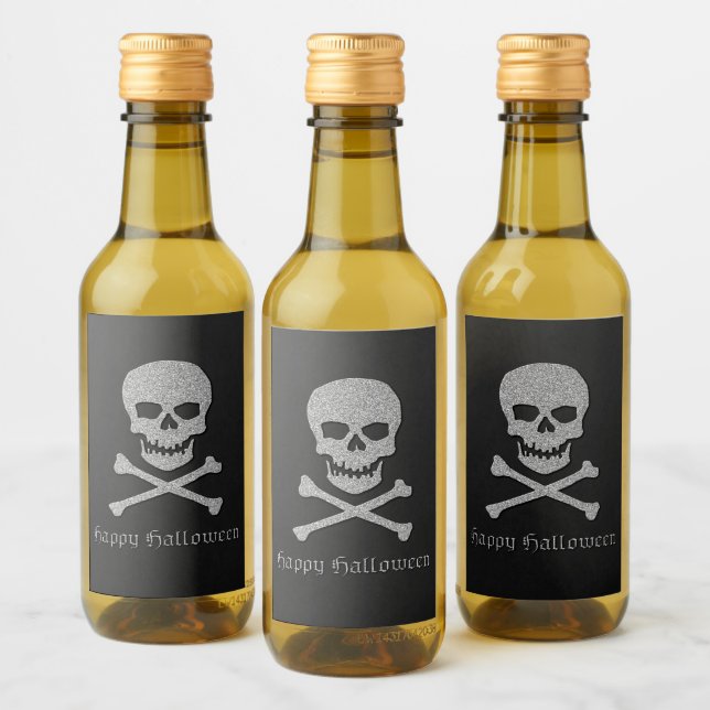 Halloween con calaveras plateadas y cruces (Botellas)