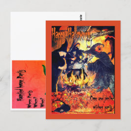 Halloween con invitación a fiesta de arte de tres 