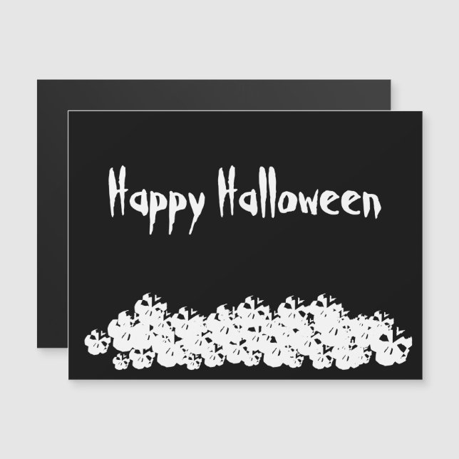 Halloween cráneo blanco negro apilar imán personal (Anverso/Reverso)