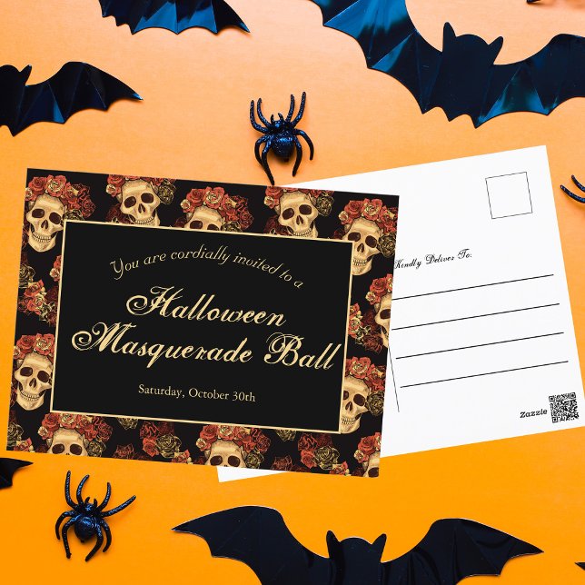 Halloween Cráneo gótico Invitación del Partido Roj (Subido por el creador)