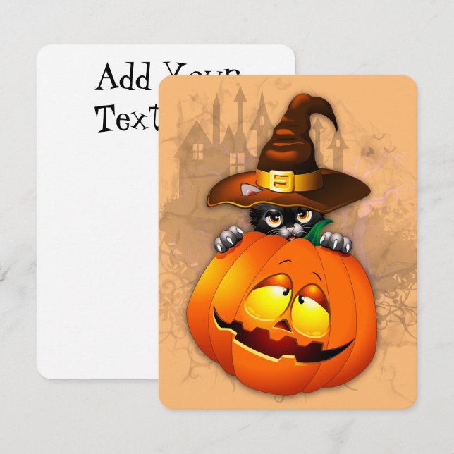 Halloween Curte Kitty Witch and Pumpkin Friend (Anverso / Reverso)