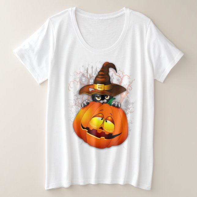 Halloween Curte Kitty Witch and Pumpkin Friend (Anverso del diseño)