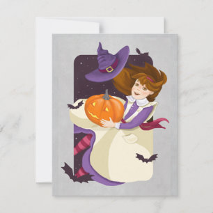 Halloween Curte Witch con tarjeta de notas de cala