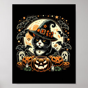 Halloween de bruja de gato lindo - Arte de calabaz