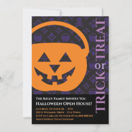 Halloween de diseño, invitación de calabaza en neg