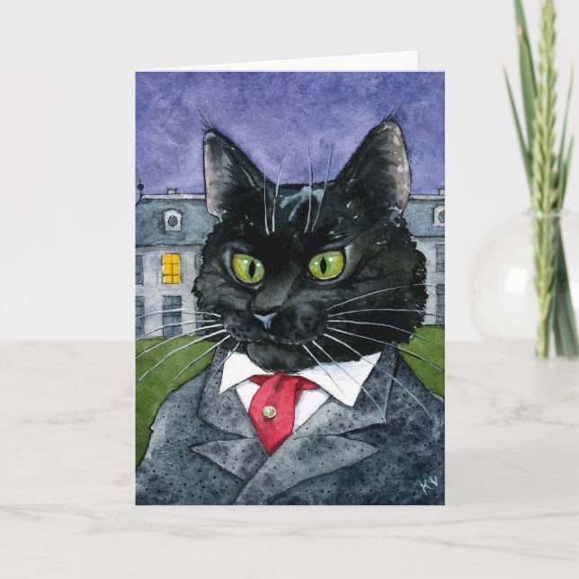 Halloween de gato negro lindo, cualquier tarjeta d (Anverso)