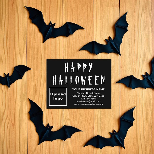 Halloween de negocios pequeña tarjeta de vacacione (Black Halloween business flat holiday card)