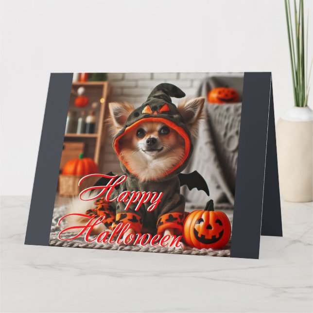 Halloween de tarjetas un perro pequeño (Anverso)