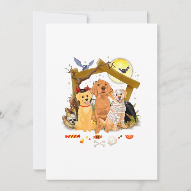 Halloween de tres perros recuperadores de oro (Anverso)