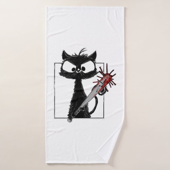Halloween del Béisbol de Gato Negro (Toalla de baño)