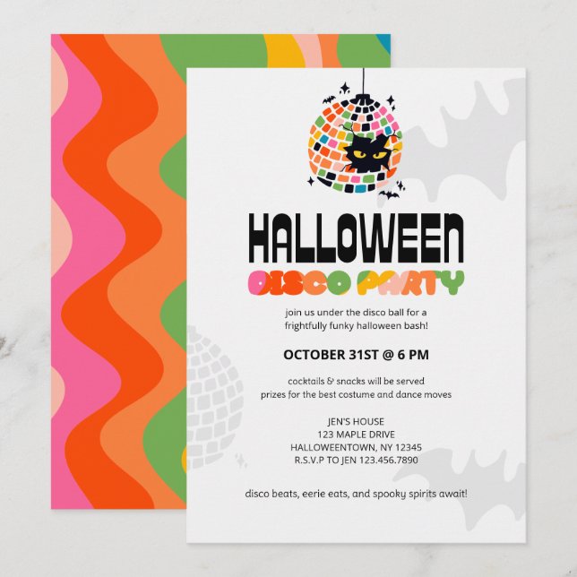 Halloween Disco Ball Party Invitación (Anverso / Reverso)