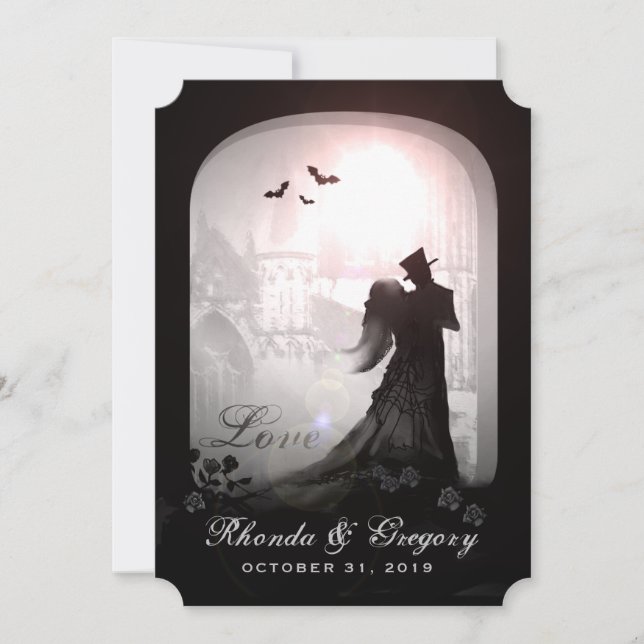Halloween Elegante invitación a bodas de silueta d (Anverso)