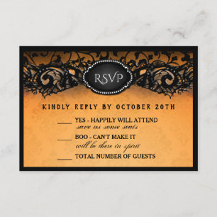 Halloween Elegante Naranja Negro 3.5x5 Boda RSVP