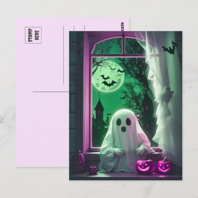 Halloween es un pequeño fantasma por la postal de  (Anverso / Reverso)
