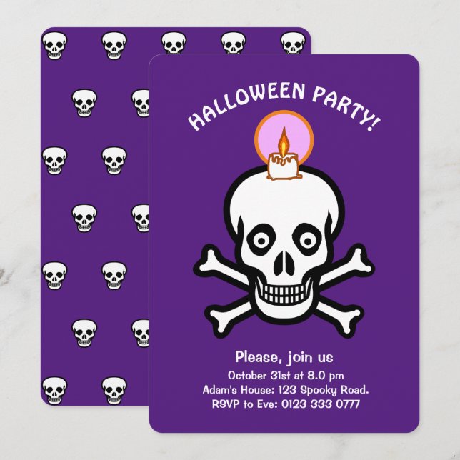 Halloween espeluznaba sobre la invitación real mor (Anverso / Reverso)