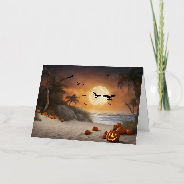 Halloween espeluznante en la playa - Tarjeta de fe (Anverso)