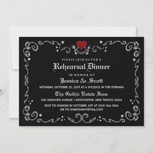 Halloween Esqueletos Boda Invitación a ensayo (Anverso)