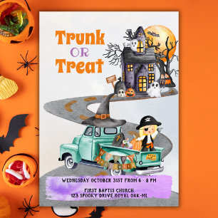 Halloween Evento Invitación Trunk O Trete Cute