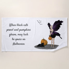 Halloween Fairy With Pumpkins Beach Toalla