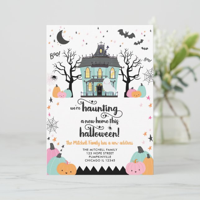 Halloween Fall Nueva dirección Nueva Invitación re (Anverso de pie)