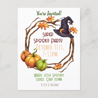 Halloween Fall Party Invitación Calabaza Bruja