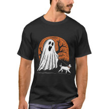 Halloween Fantasma y Perro Camina Camiseta - Fanta