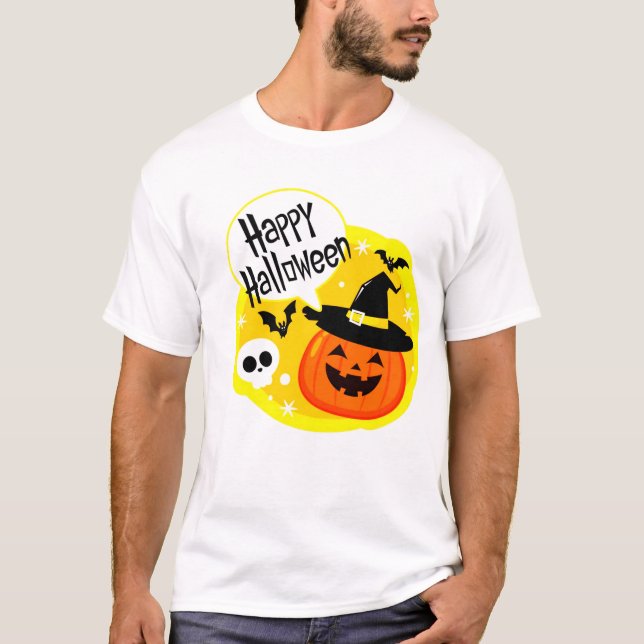 Halloween feliz con camisetas sonrientes de calaba (Anverso)