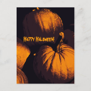 Halloween feliz tarjeta postal de calabaza temible
