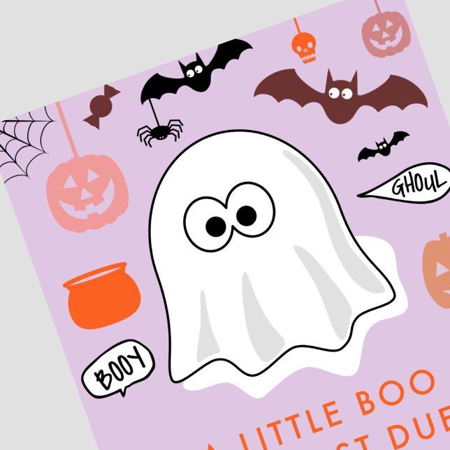 Halloween Género revelar invitación Ghost Purple (Halloween-Gender-reveal-invitation-Ghost-Purple-1)