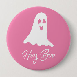 Halloween Ghost Boo Pin de botón rosa y blanco