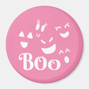 Halloween Ghost Face: imán rosa y blanco