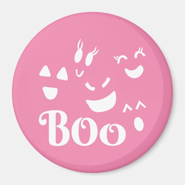 Halloween Ghost Face: imán rosa y blanco (Frente)