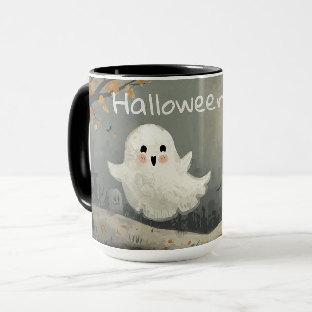 Halloween Ghost Mug | Taza de café espeluznante (Anverso izquierdo)