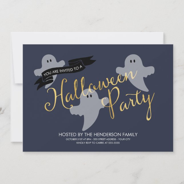 Halloween Ghostis - Invitación de la fiesta de Hal (Anverso)