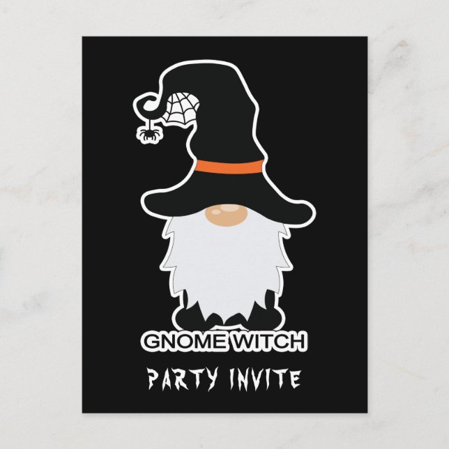 Halloween Gnome Witch White Hair Invitar postal (Anverso)