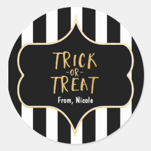Halloween Gold TRICK O TRATAMIENTO Pegatina a raya