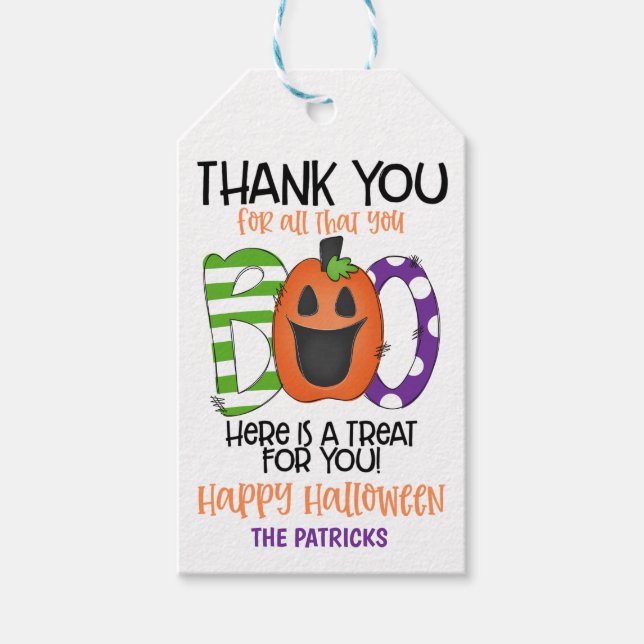 Halloween Gracias Etiqueta De Regalo (Anverso)