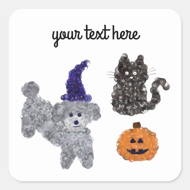 Halloween Gray Poodle #1-4 Pegatinas (Anverso)