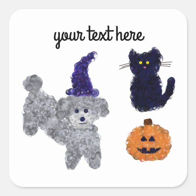 Halloween Grey Poodle #2-3 Pegatinas (Anverso)