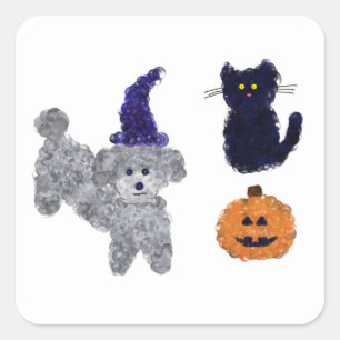 Halloween Grey Poodle #2 Pegatinas
