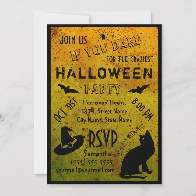 Halloween Grungy Blood Crazy Party Invitación (Anverso)