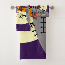 Halloween Hauned House Black Bat Full Moon Ghost