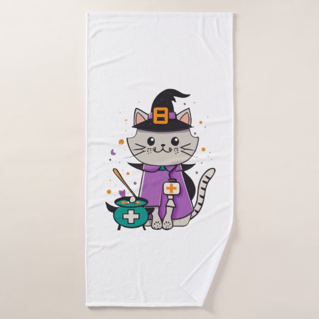 Halloween Hero Héroe de la Línea Un Gato De Enferm (Toalla de baño)