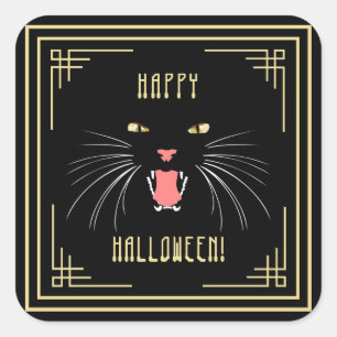 Halloween Hissing Cat Black Elegant Pegatinas