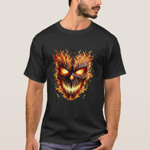 Halloween Incendio Inferior Camiseta De Cráneo Asu