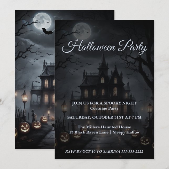 Halloween inquietante obsequio por invitación a un (Anverso / Reverso)